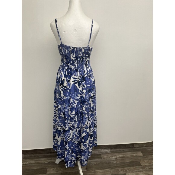 Blush & Day Women’s Dress Tiered Sleeveless Lined Boho Size M Palm Leaf - Picture 3 of 14